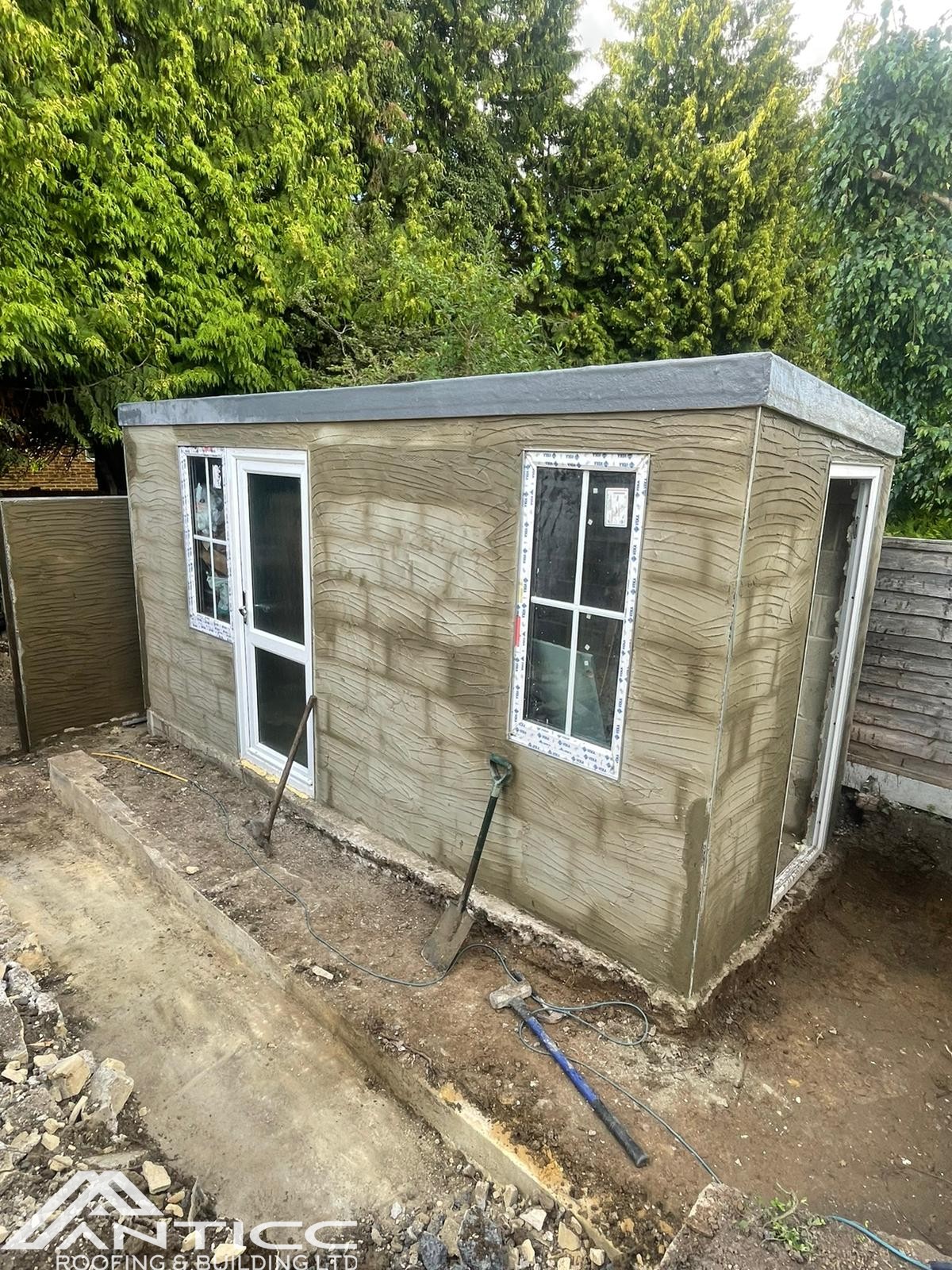 garden building cinder block shed 1